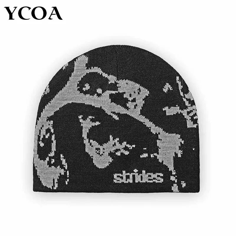 Men Beanie Strides Splatter Beanie Korean Wnter Knit Vintage Y2k Hats Streetwear Wool Caps Fashion Aesthetic Unisex Accessories